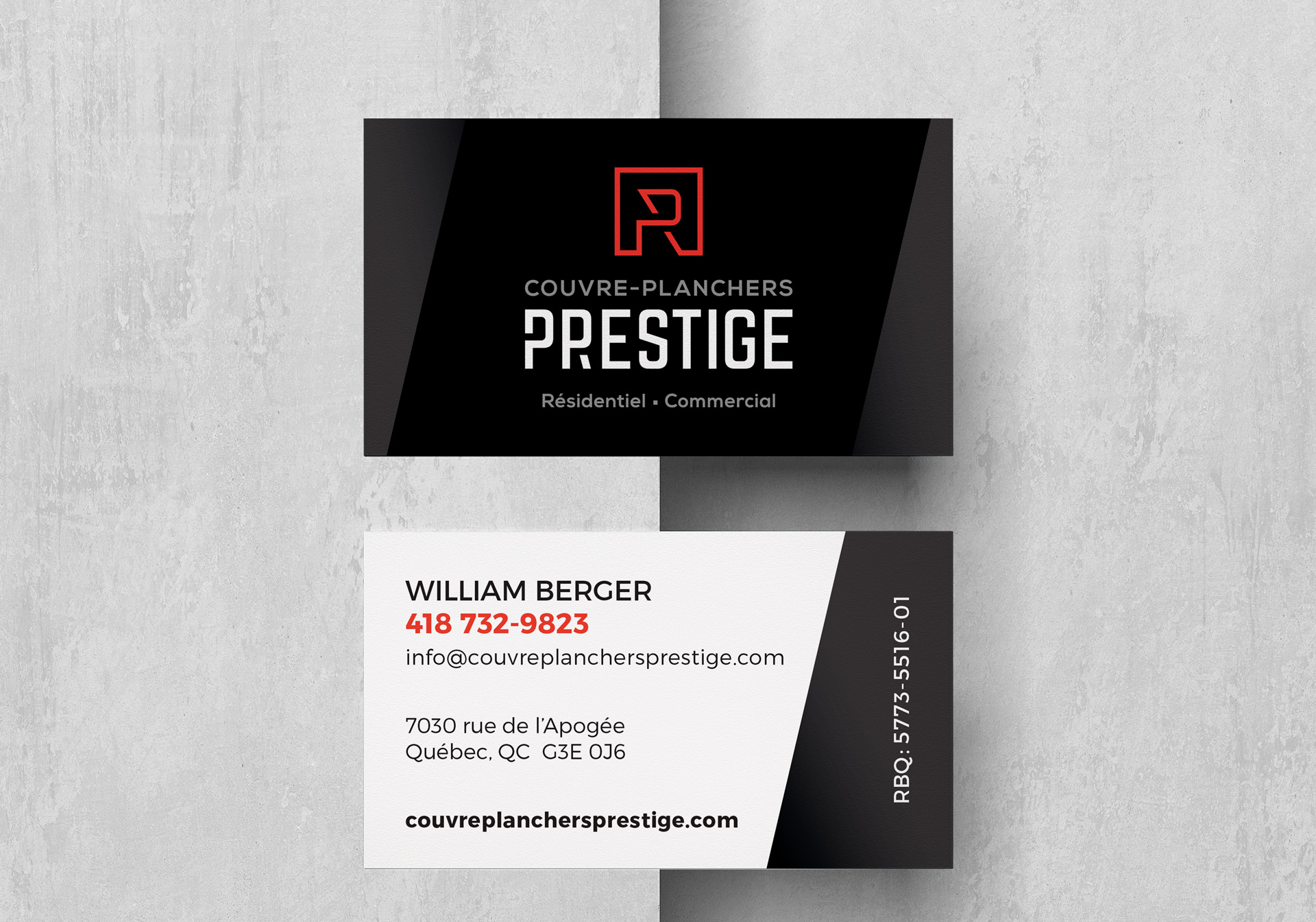 Logo et cartes Couvre-planchers Prestige