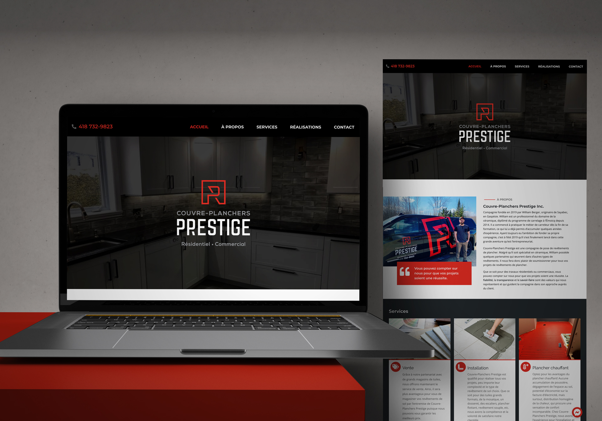Site web Couvre-Planchers Prestige